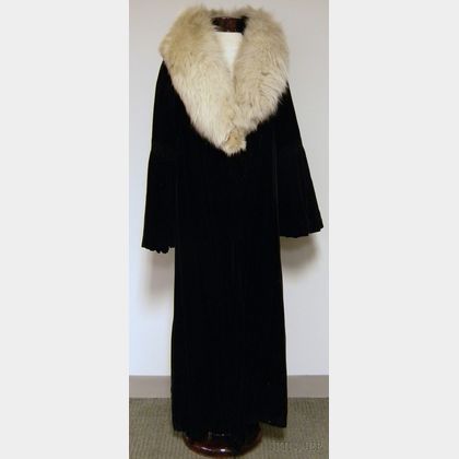 Bonwit Teller Velvet Opera Coat with Fur Collar