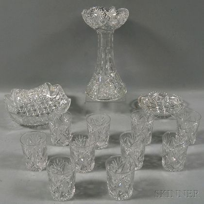 Group of Brilliant-cut Glass Items