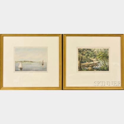 Four Framed John Collins Hand-colored Lithographs