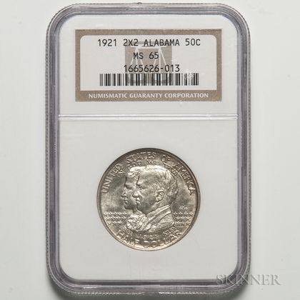 1921 Alabama 2x2 Commemorative Half Dollar, NGC MS65. Estimate $500-700