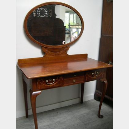 Irving & Casson/A.H. Davenport Queen Anne Style Inlaid Mahogany Mirrored Dressing Table. 
