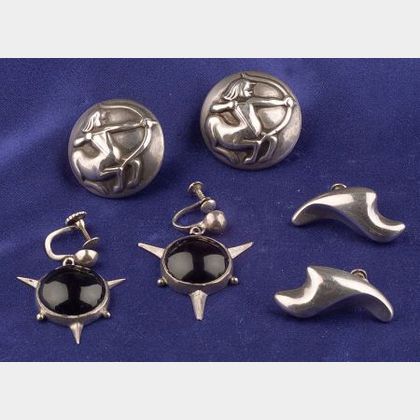 Three Pairs of Silver Earclips