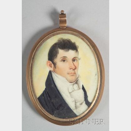 American School, 19th Century Portrait Miniature of a Gentleman.
