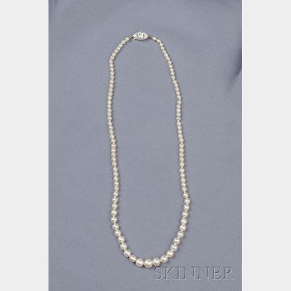 Cultured Pearl and Diamond Necklace