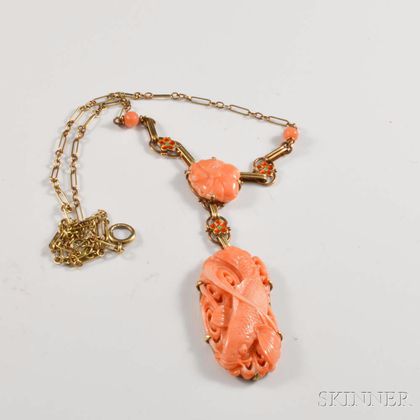 14kt Gold and Coral Necklace