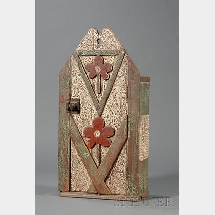 Carved and Painted Folk Art Wall Cupboard