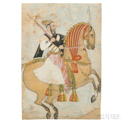 Miniature Painting of a Man on a Horse