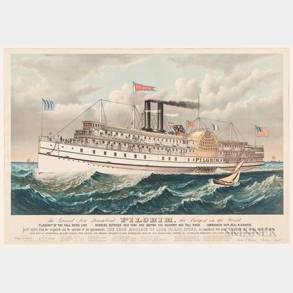 "The Grand New Steamboat Pilgrim, the Largest in the World" Lithograph