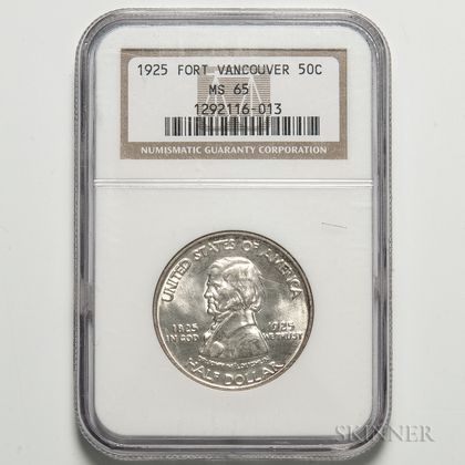1925 Vancouver Commemorative Half Dollar, NGC MS65. Estimate $300-500