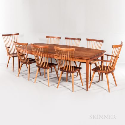 Thomas Moser Boat-top Dining Table and Eight Eastward Chairs