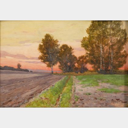 Attributed to Hermann (Max Daniel) Fritz (German, 1873-1948) The Path by the Field, Sunset