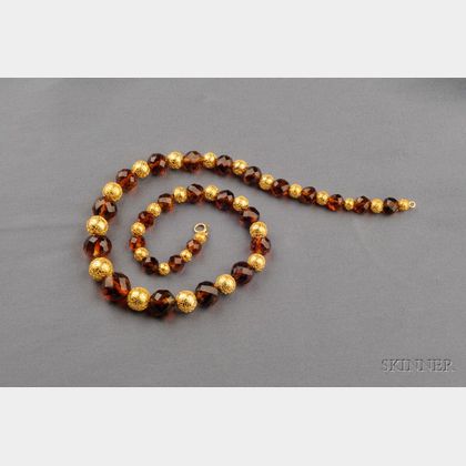 14kt Gold and Citrine Bead Necklace