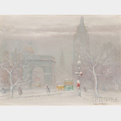 Johann Berthelsen (American, 1883-1972) Winter, Washington Square, New York