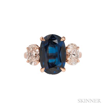 18kt Rose Gold, Sapphire, and Diamond Ring