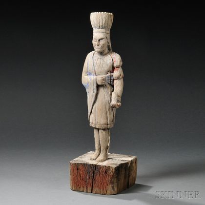 Carved Wooden Countertop Cigar Store Indian Figure