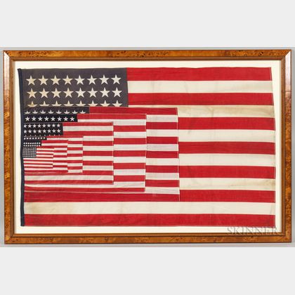 Framed Collection of American Flags