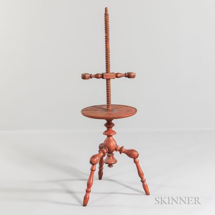 Red-painted Screw-adjusting Two-light Candlestand
