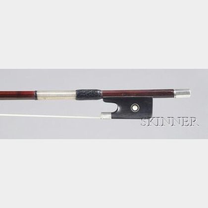 French Silver Mounted Violin Bow, Morizot Workshop, c. 1955