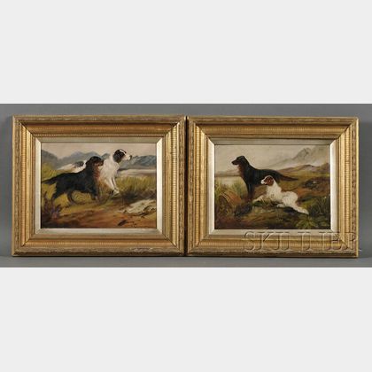 British School, 19th/20th Century Lot of Two Paintings of Sporting Dogs: Gordon Setter and Spaniel