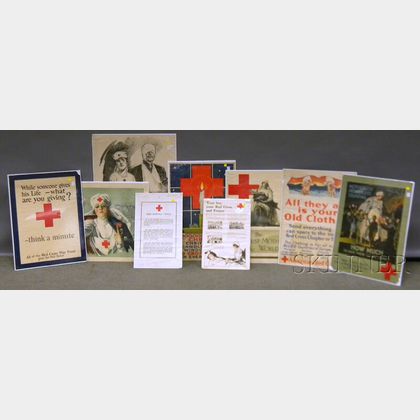 Nine WWI Red Cross Lithograph Posters