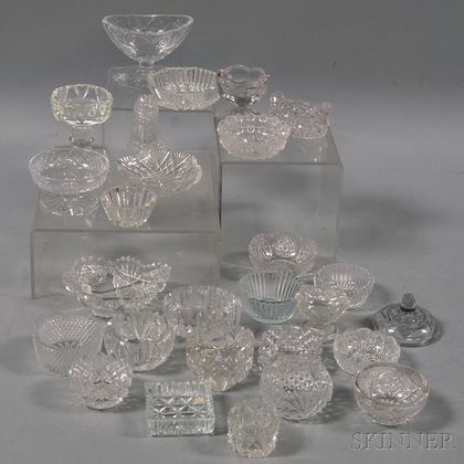 Twenty-six Colorless Glass Salts and One Cover