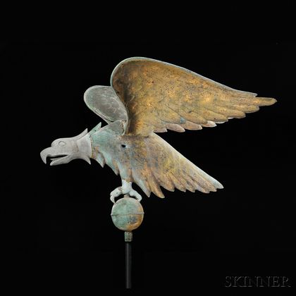 Large Molded Copper and Cast Zinc Spreadwing Eagle Weathervane