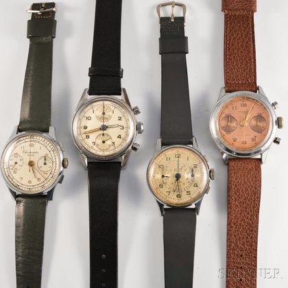 Four Vintage Manual-wind Chronograph Wristwatches