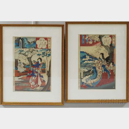 Two Framed Yosho Chikanobu Woodblocks