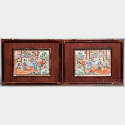 Pair of Enameled Plaques