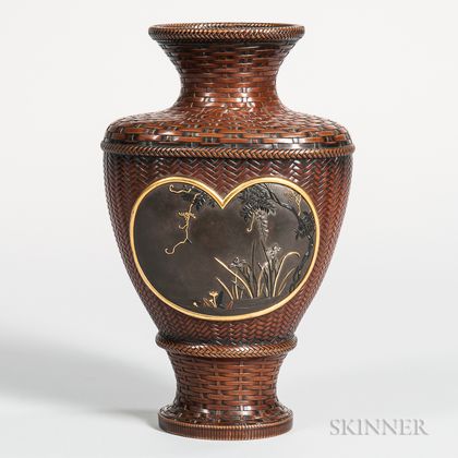 Bronze Basketweave Vase