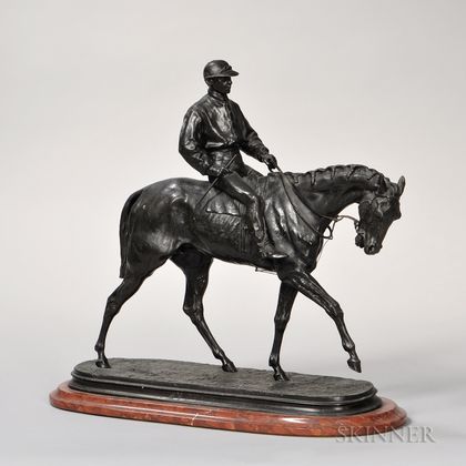 After Pierre-Jules Mêne (French, 1810-1879) Bronze Figure of a Horse and Jockey