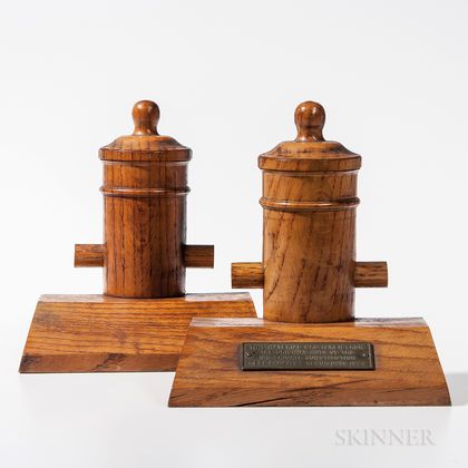 Pair of Oak USS Constitution Bookends