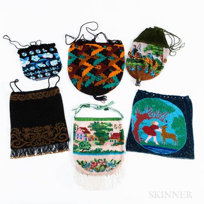 Six Vintage Beaded Pouches