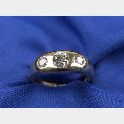 Gentleman&#39;s Three-Stone Diamond Ring