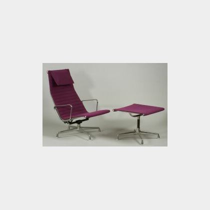 Charles and Ray Eames Aluminum Group Lounge Chair and Ottoman