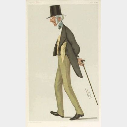 Six English Prints Depicting Gentlemen with Canes