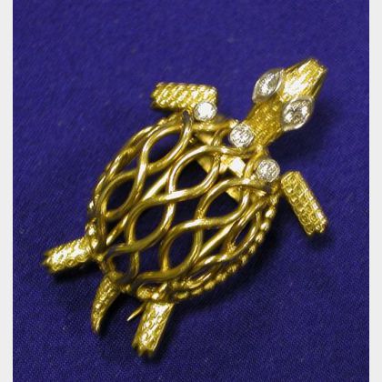 18kt Gold and Diamond Turtle Clip, Cartier Paris