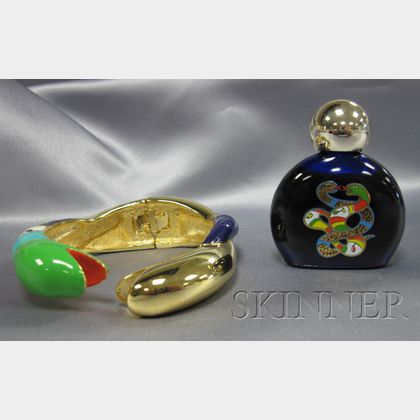 Artist-Designed Polychrome Enamel Serpent Bangle, Niki de Saint Phalle