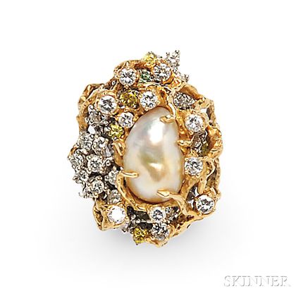 Sold at auction 18kt Bicolor Gold, Color-treated Diamond, and Diamond ...