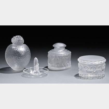 Two Lalique Jars, a Covered Box, and a Ring Holder