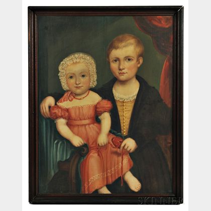 American School, 19th Century Portrait of a Brother and Sister