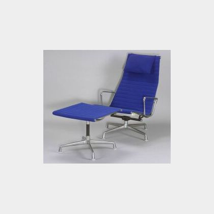 Charles and Ray Eames Aluminum Group Lounge Chair and Ottoman