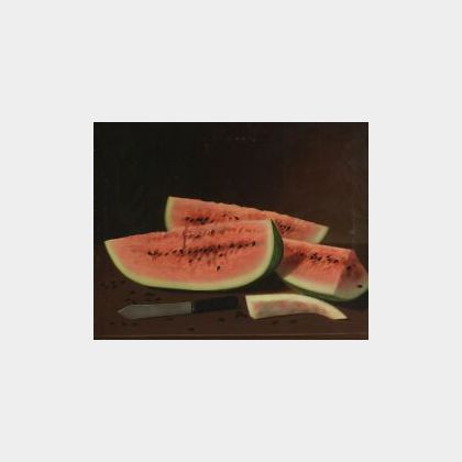 American School, Late 19th Century, Watermelon Still Life. 