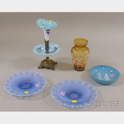 Five Pieces of Assorted Victorian Art Glass