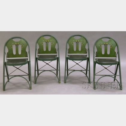 Four Art Deco Folding Chairs