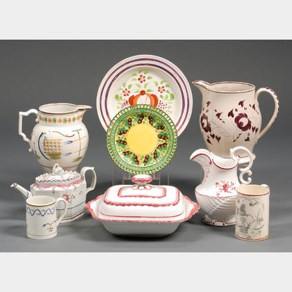 Nine English Pottery Items