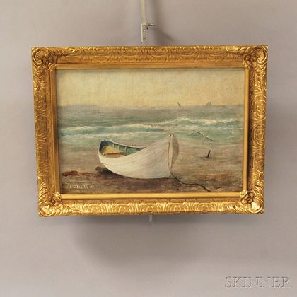 19th/20th Century American School Oil on Canvas Shore Boat