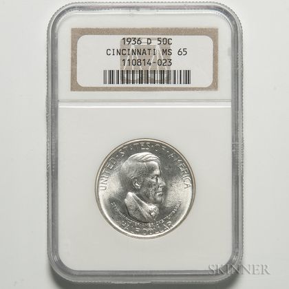 1936-D Cincinnati Commemorative Half Dollar, NGC MS65. Estimate $200-400