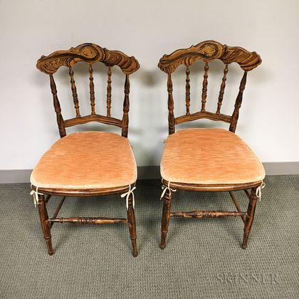 Pair of Grain-painted Cane-seat Fancy Chairs