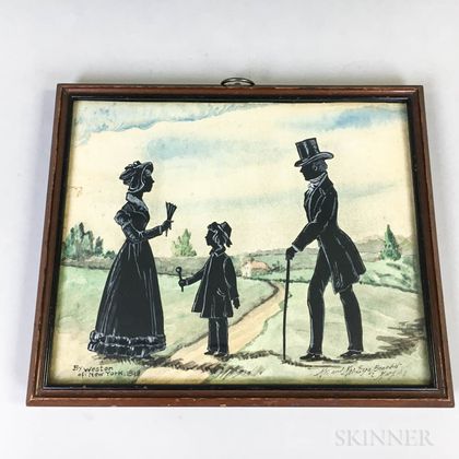 Framed Watercolor Silhouette of a Family